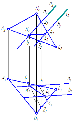 Рисунок 3.21 Решение задачи на пересечение плоскостей
