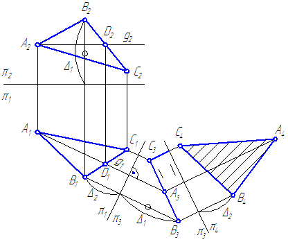 Определение истинной величины треугольника
