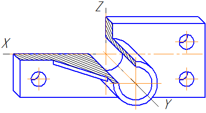 Рисунок 4.8 – Изображение детали в косоугольной фронтальной диметрической проекции