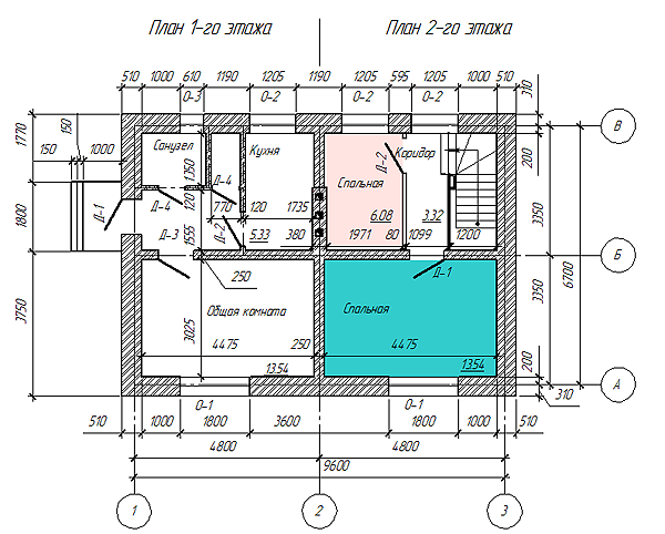 Рисунок 10.3 – Пример совмещения планов этажей