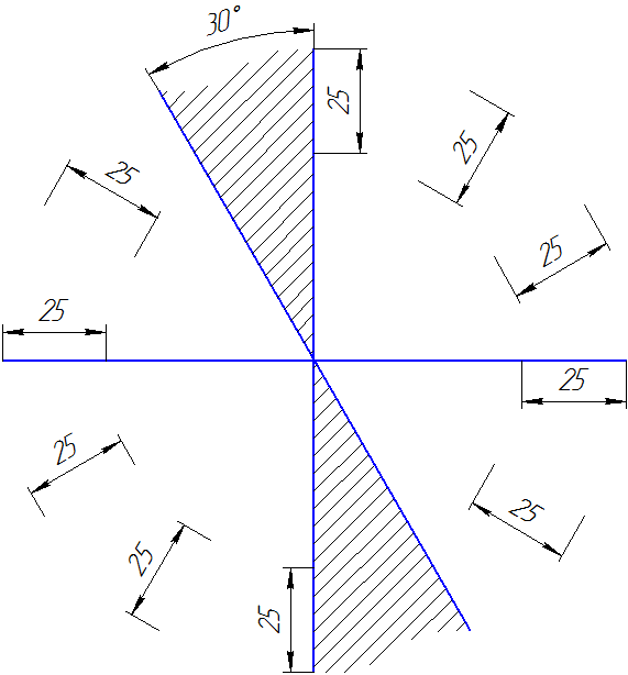 Простановка линейных размеров при различных наклонах размерных линий