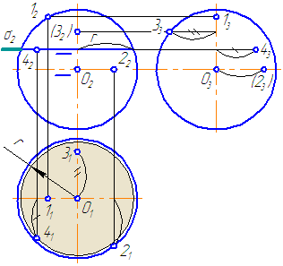 Рисунок 7.11 – Эпюр сферы и принадлежащих ей точек