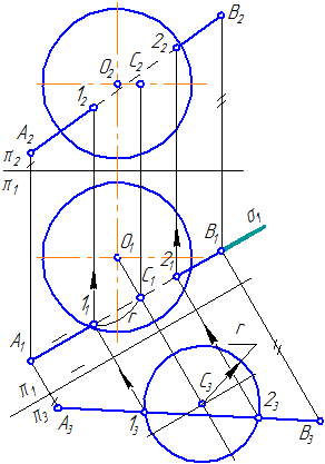 Рисунок 7.12 – Пересечение прямой с поверхностью сферы