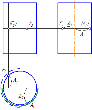 Рисунок 7.7 – Эпюр прямого кругового цилиндра и принадлежащих ему точек