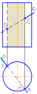 Рисунок 7.8 – Пересечение прямой с поверхностью прямого кругового цилиндра